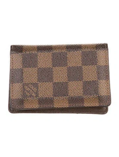 Pre-owned Louis Vuitton Damier Ebene Pattern Coated Canvas Pocket Organizer In Brown