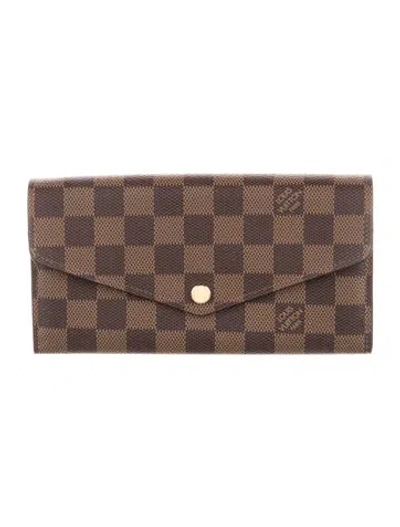 Pre-owned Louis Vuitton Damier Ebene Pattern Coated Canvas Sarah Wallet In Brown