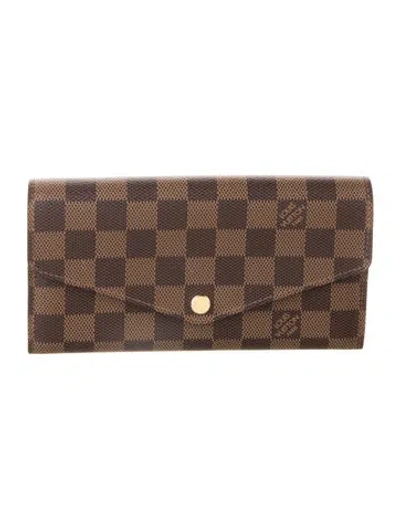 Pre-owned Louis Vuitton Damier Ebene Pattern Coated Canvas Sarah Wallet In Brown