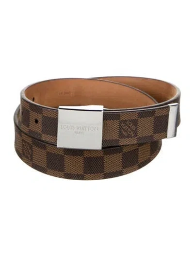 Pre-owned Louis Vuitton Damier Ebene Pattern Coated Canvas Waist Belt In Brown