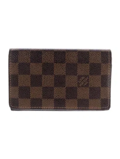 Pre-owned Louis Vuitton Damier Ebene Pattern Coated Canvas Wallet In Brown