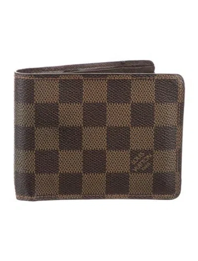 Pre-owned Louis Vuitton Damier Ebene Pattern Coated Canvas Wallet In Brown