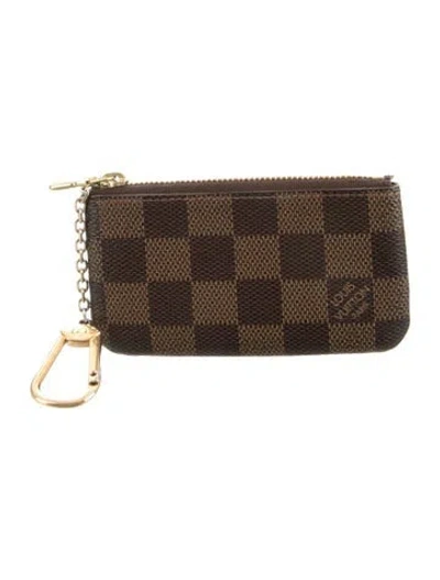 Pre-owned Louis Vuitton Damier Ebene Pattern Coated Canvas Zippy Coin Purse In Brown