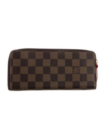 Pre-owned Louis Vuitton Damier Ebene Pattern Coated Canvas Zippy Wallet In Brown