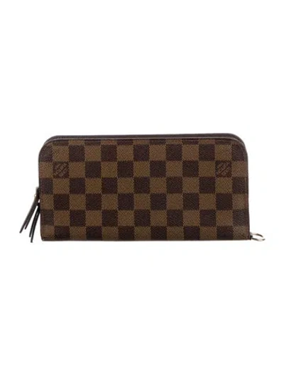 Pre-owned Louis Vuitton Damier Ebene Pattern Coated Canvas Zippy Wallet In Brown