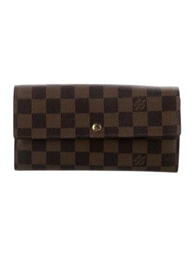 Pre-owned Louis Vuitton Damier Ebene Pattern Continental Wallet In Brown