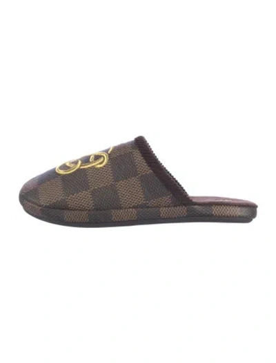 Pre-owned Louis Vuitton Damier Ebene Pattern Leather Slides In Brown