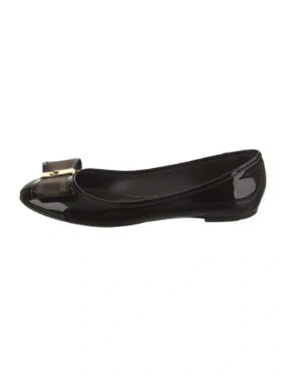 Pre-owned Louis Vuitton Damier Ebene Pattern Patent Leather Ballet Flats In Brown
