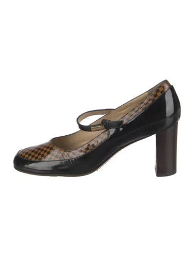 Pre-owned Louis Vuitton Damier Ebene Pattern Patent Leather Pumps In Black/brown