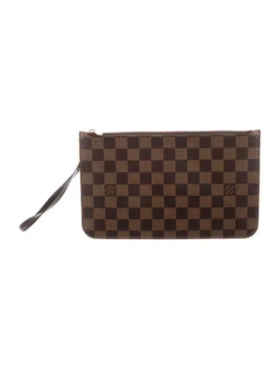 Pre-owned Louis Vuitton Damier Ebene Pattern Pouch In Brown