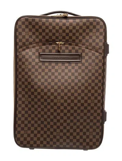 Pre-owned Louis Vuitton Damier Ebene Pégase Rolling Suitcase In Brown