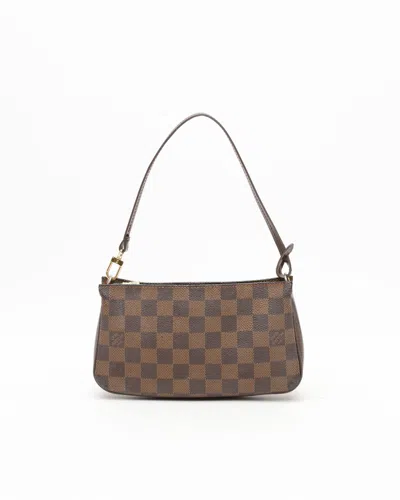 Pre-owned Louis Vuitton Damier Ebene Pochette Accessoires Bag In Brown