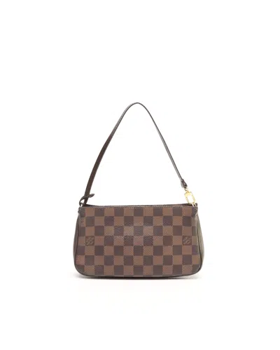 Pre-owned Louis Vuitton Damier Ebene Pochette Accessoires Bag In Brown