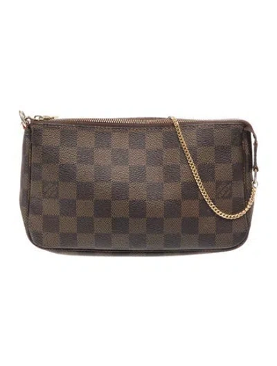 Pre-owned Louis Vuitton Damier Ebene Pochette Accessoires In Brown