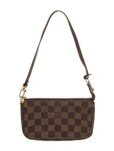 Pre-owned Louis Vuitton Damier Ebene Pochette Accessoires In Brown