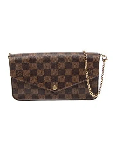 Pre-owned Louis Vuitton Damier Ebene Pochette Félicie In Brown