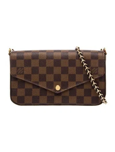 Pre-owned Louis Vuitton Damier Ebene Pochette Félicie In Brown