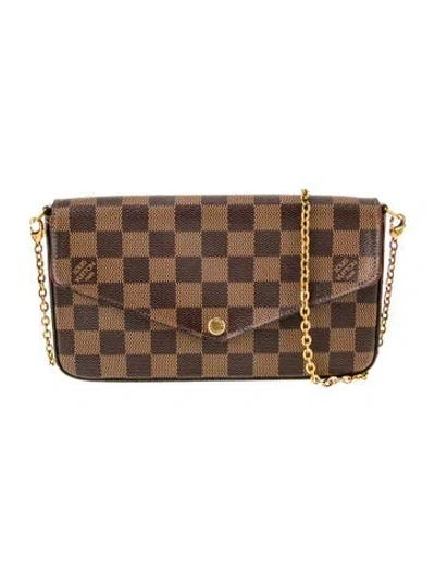 Pre-owned Louis Vuitton Damier Ebene Pochette Félicie In Brown