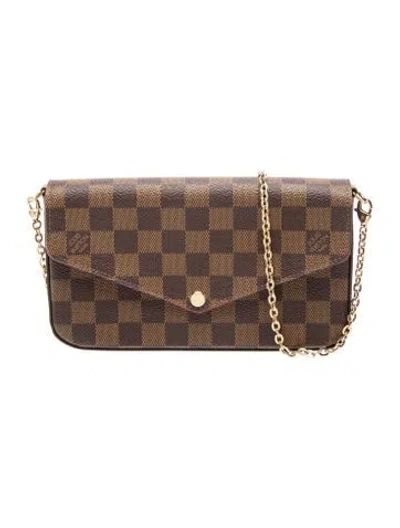 Pre-owned Louis Vuitton Damier Ebene Pochette Félicie In Brown