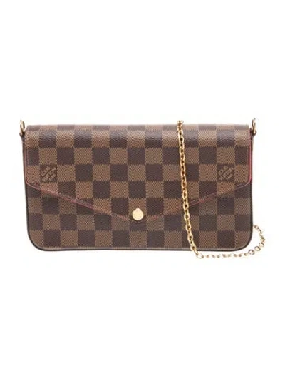 Pre-owned Louis Vuitton Damier Ebene Pochette Félicie In Brown