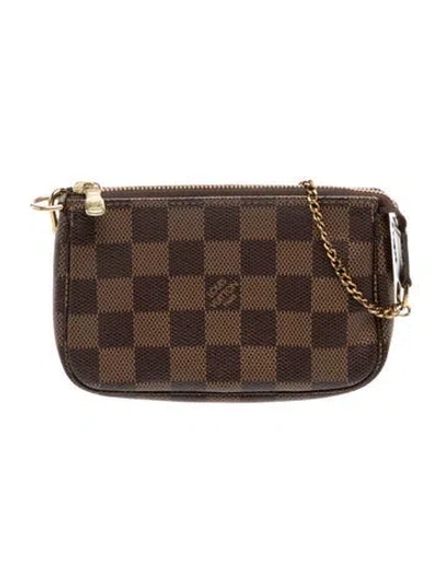 Pre-owned Louis Vuitton Damier Ebene Pochette Mini In Brown
