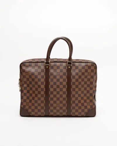Pre-owned Louis Vuitton Damier Ebene Porte Documents Voyages Bag In Brown