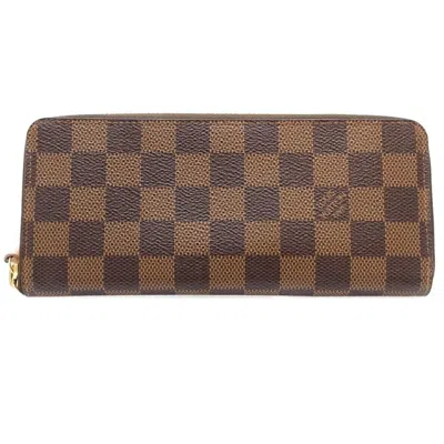 Pre-owned Louis Vuitton Damier Ebene Rose Ballerine Damier Canvas Long Wallet (bi-fold) () In Ebene, Rose Ballerine