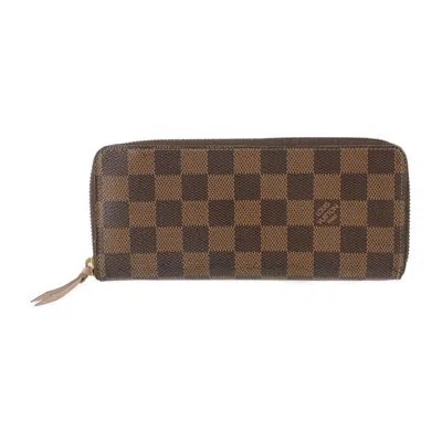 Pre-owned Louis Vuitton Damier Ebene Rose Ballerine Pvc Leather Long Wallet (bi-fold) () In Multi