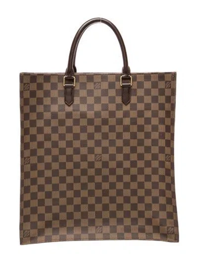 Pre-owned Louis Vuitton Damier Ebene Sac Plat In Brown