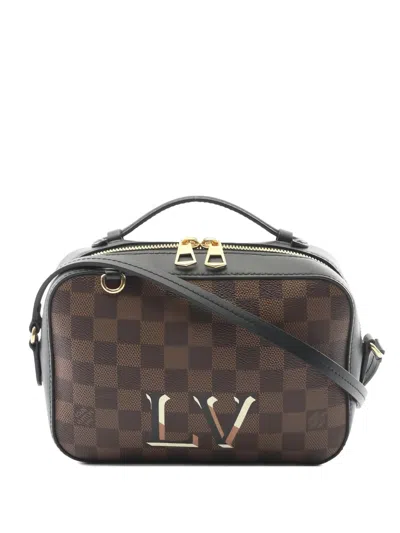 Pre-owned Louis Vuitton Damier Ebene Santa Monica Checkerboard Pattern Shoulder Bag In Brown