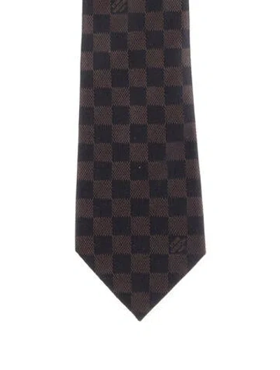 Pre-owned Louis Vuitton Damier Ebene Silk Tie In Brown