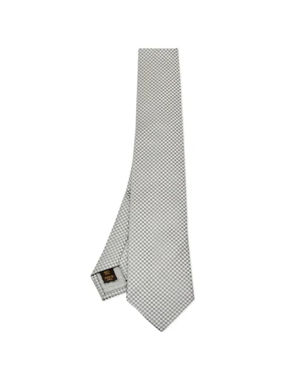 Pre-owned Louis Vuitton Damier Ebène Silk Tie In Gray
