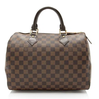 Pre-owned Louis Vuitton Damier Ebene Speedy 30 Satchel In Brown