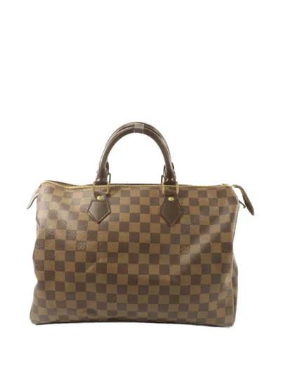 Pre-owned Louis Vuitton Damier Ebene Speedy 35 Handbag In Brown
