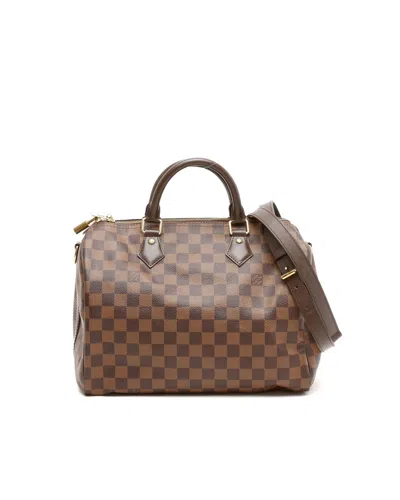 Pre-owned Louis Vuitton Damier Ebene Speedy Bandolier 30 In Brown