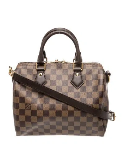 Pre-owned Louis Vuitton Damier Ebene Speedy Bandouliere 25 In Brown