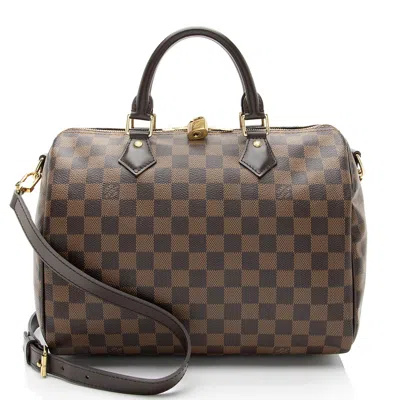 Pre-owned Louis Vuitton Damier Ebene Speedy Bandouliere 30 Satchel In Brown