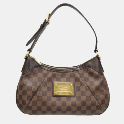 Pre-owned Louis Vuitton Damier Ebene Thames Pm Shoulder Bag In Brown