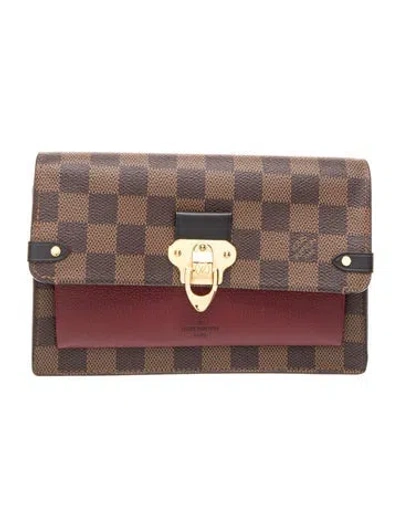 Pre-owned Louis Vuitton Damier Ebene Vavin Wallet On Chain In Brown