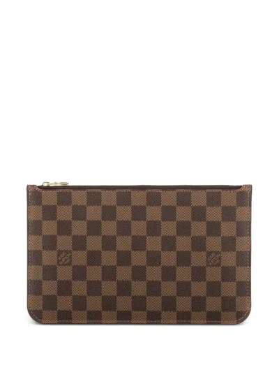 Pre-owned Louis Vuitton Damier Ebène Zip Pouch In Brown