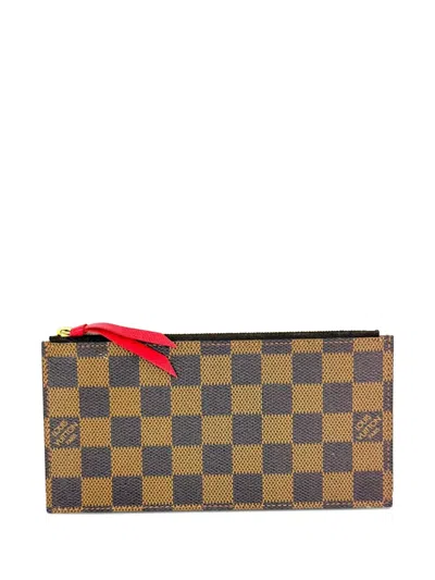 Pre-owned Louis Vuitton Damier Ebène Zip Wallet In Brown
