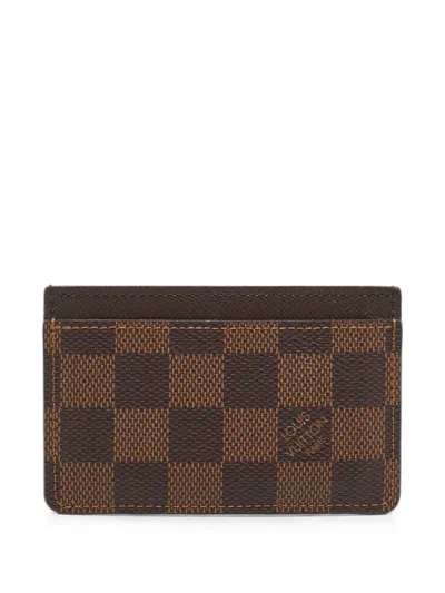 Pre-owned Louis Vuitton Damier Ebene-canvas Card Holder In Brown