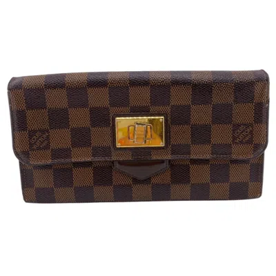 Pre-owned Louis Vuitton Damier Gold Brown Leather Long Wallet (bi-fold) ()
