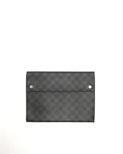 Pre-owned Louis Vuitton Damier Graphite Alpha Clutch In Gray