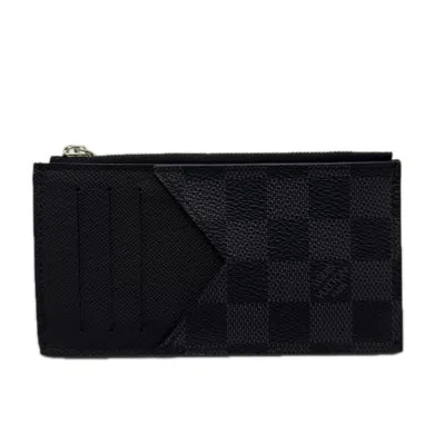 Pre-owned Louis Vuitton Damier Graphite Black Gray Coated Canvas Leather Coin Purse/coin Case () In Black, Gray