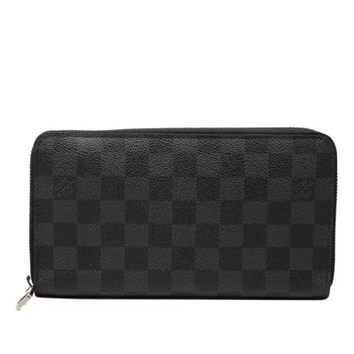 Pre-owned Louis Vuitton Damier Graphite Black Pvc Leather Long Wallet (bi-fold) ()