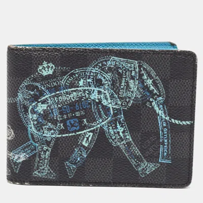 Pre-owned Louis Vuitton Damier Graphite Canvas Animal Slender Wallet In Black
