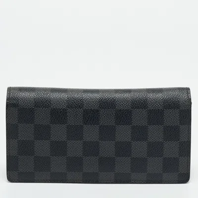 Pre-owned Louis Vuitton Damier Graphite Canvas Brazza Wallet In Black
