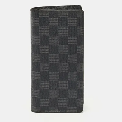 Pre-owned Louis Vuitton Damier Graphite Canvas Brazza Wallet In Black