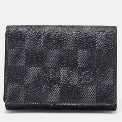 Pre-owned Louis Vuitton Damier Graphite Canvas Enveloppe Carte De Visite Bifold Card Holder In Black